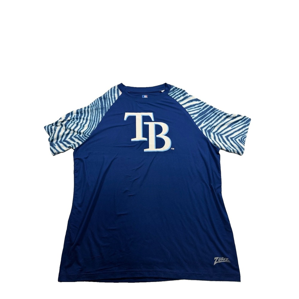 Tampa Bay Rays Blue Zebra Striped  T-shirt Jersey MLB Adult XL Baseball Tampa